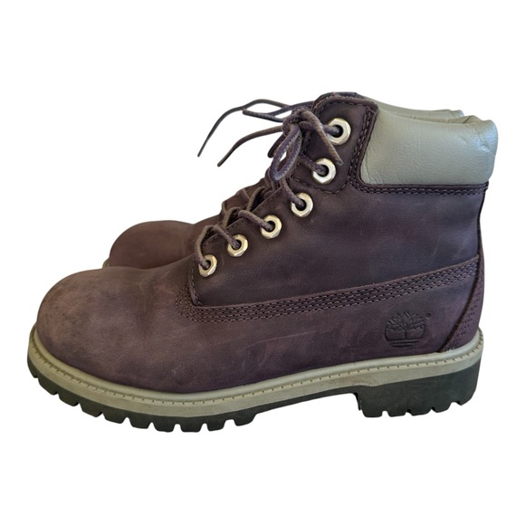 Timberland Other - Timberland 6 Inch Premium Waterproof Boots Burgundy with Gray Collar Kids Size 1